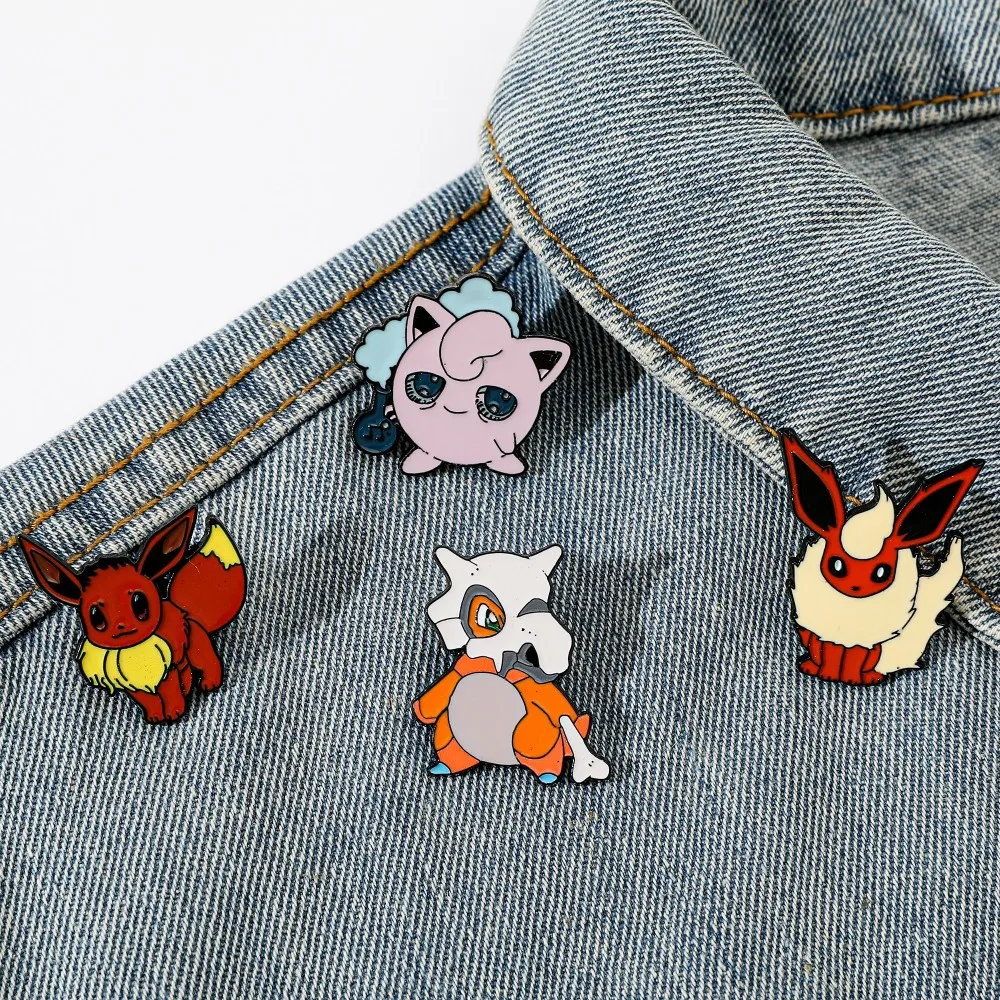 Enamel Pin Set - 4 Pcs Characters Cartoon Brooch Flareon