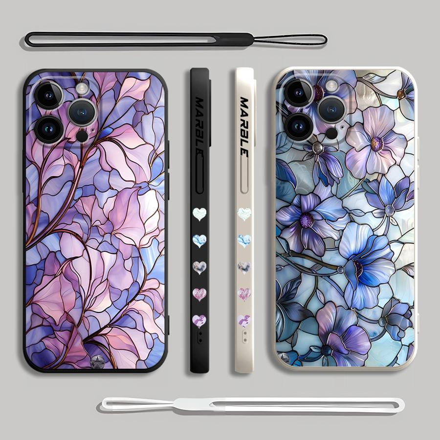 Flower Marble Phone Case for i - Lanyard Anime Logo 评论和价格