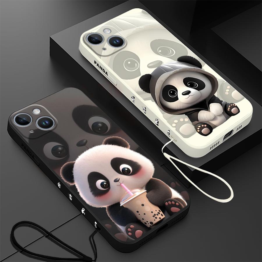 Cute Panda Phone Case for iPho - Lanyard Anime Logo 评论和价格