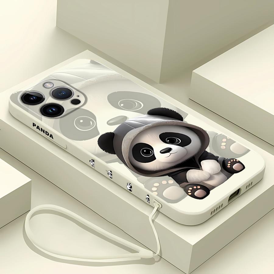 Cute Panda Phone Case for iPho - Lanyard Anime Logo 评论和价格