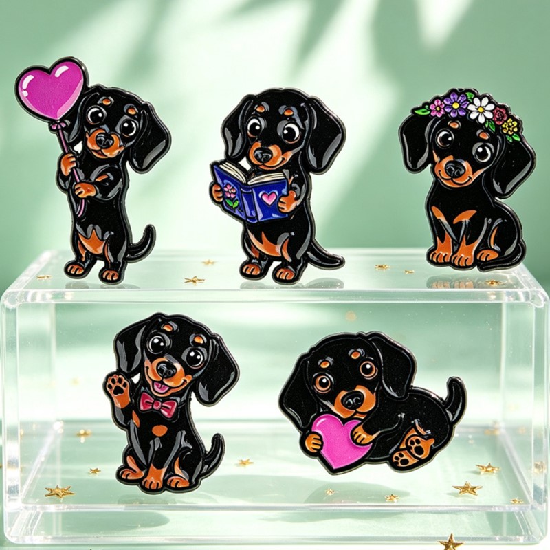 5pcs Cute Dachshund Enamel Pin - Enamel Pin Set 评论和价格