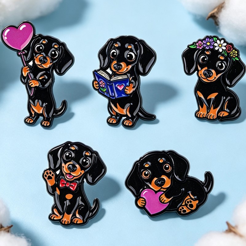 5pcs Cute Dachshund Enamel Pin - Enamel Pin Set 评论和价格