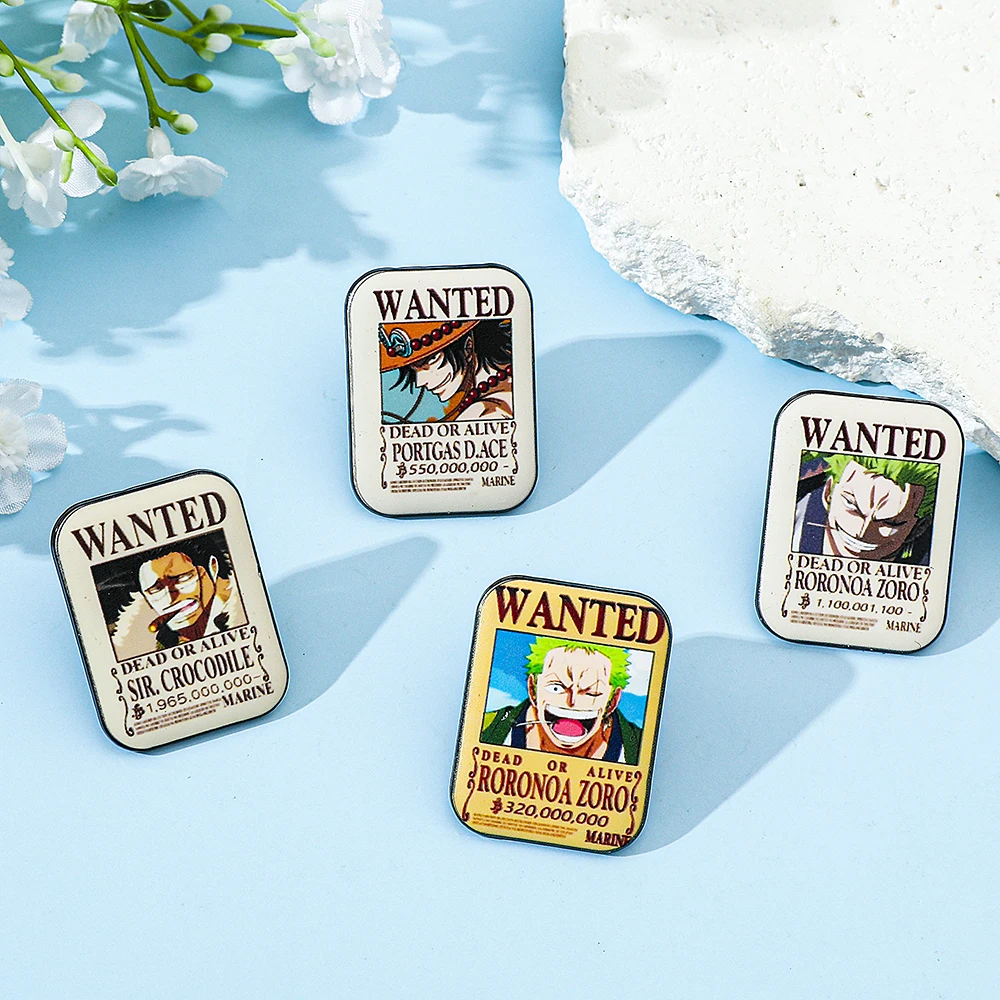 4 Pcs ONE PIECE Cartoon Anime  - Enamel Pin Set 评论和价格